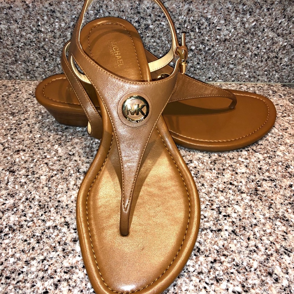 Michael Kors Brown Leather Buckle Sandals
